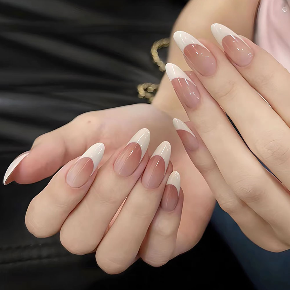 120pcs Pink Medium Almond Fren - Nail Art Pink 评论和价格