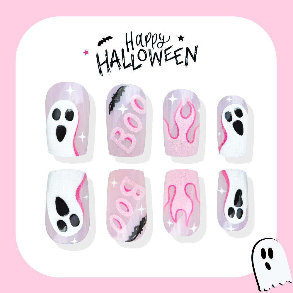 24Pcs Halloween Press On Nails - Nail Art Pink 评论和价格