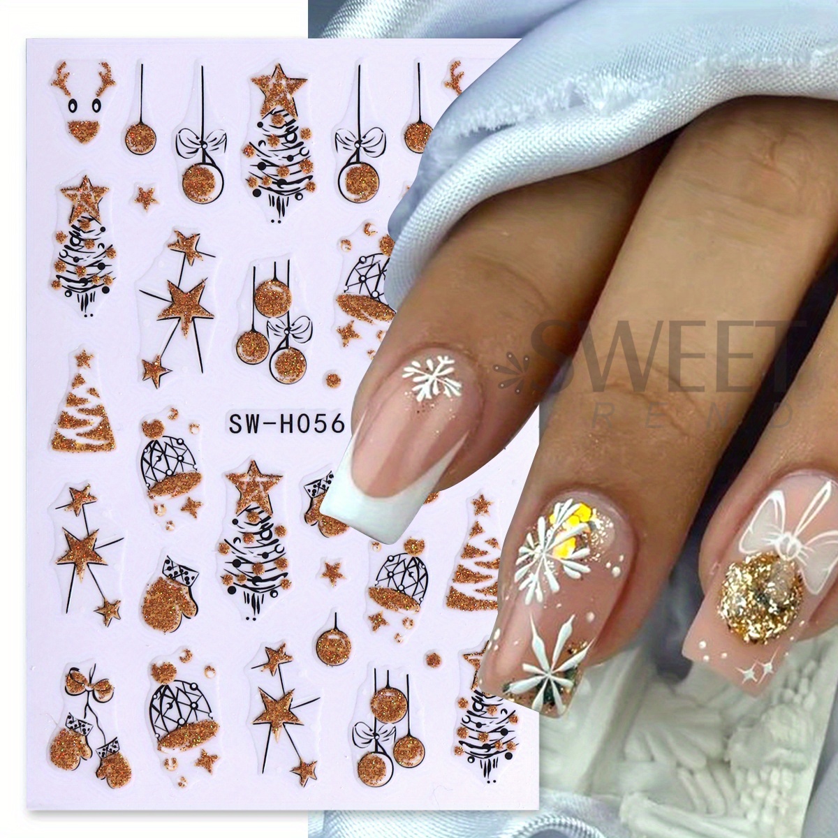 2 pcs Gorgeous Sparkly Christm - Nail Art Xmas Stickers 评论和价格
