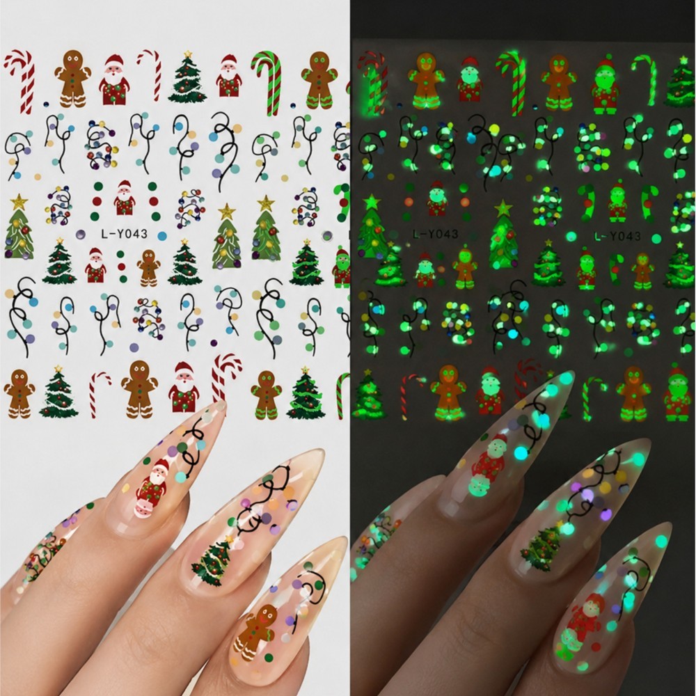 2Pcs Christmas Glow‑in‑the‑Dar - Nail Art Xmas 评论和价格