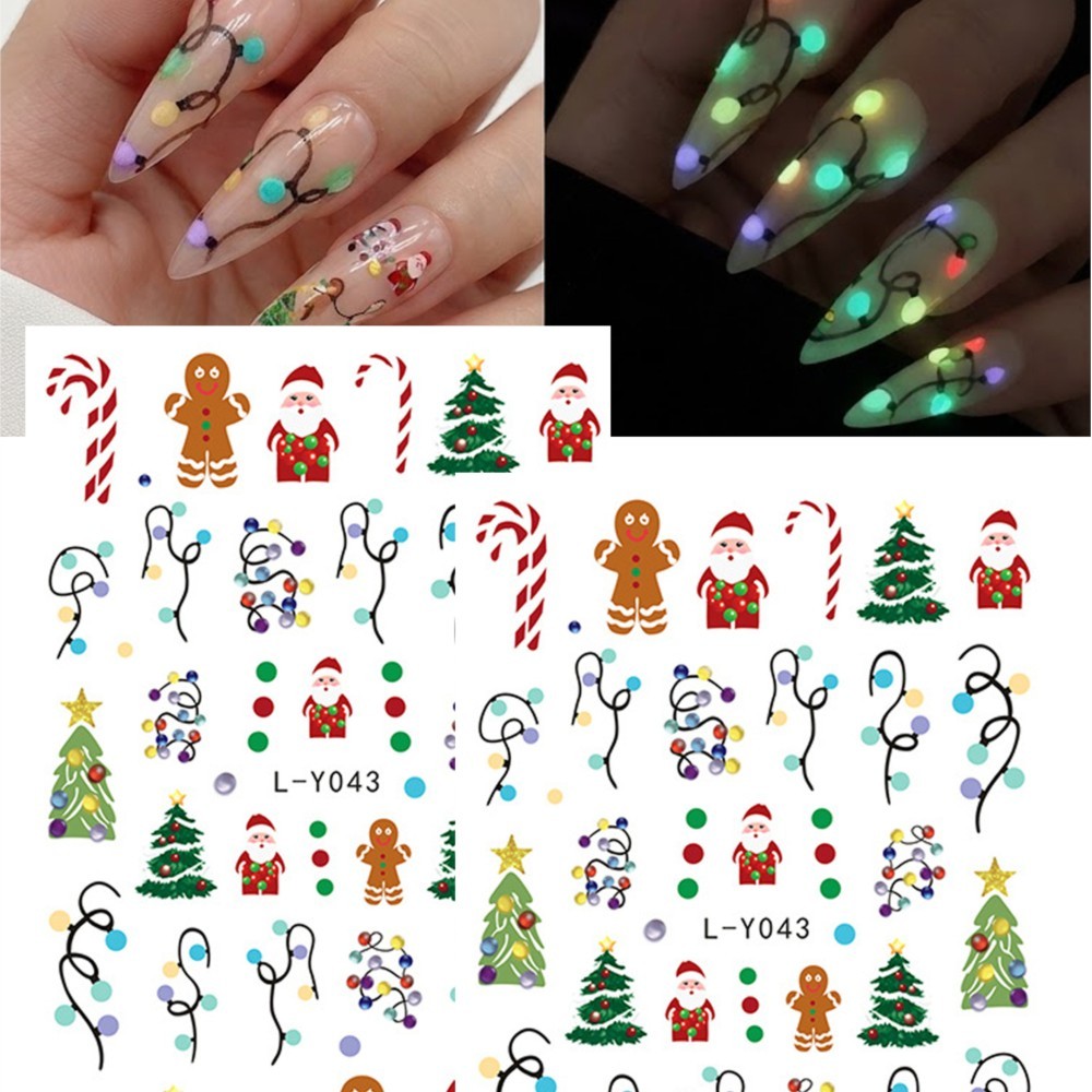2Pcs Christmas Glow‑in‑the‑Dar - Nail Art Xmas 评论和价格