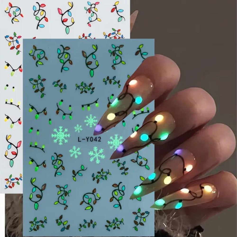 2Pcs Christmas Glow‑in‑the‑Dar - Nail Art Xmas 评论和价格