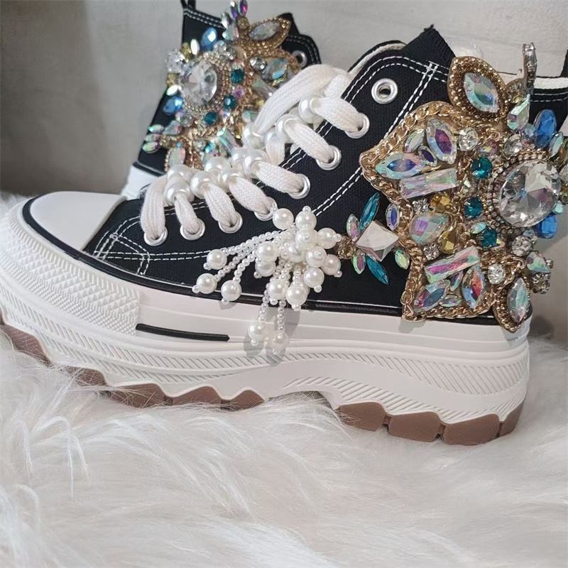 Thick Sole High Top Nailed Bea - Rhinestone Nail Gem 评论和价格