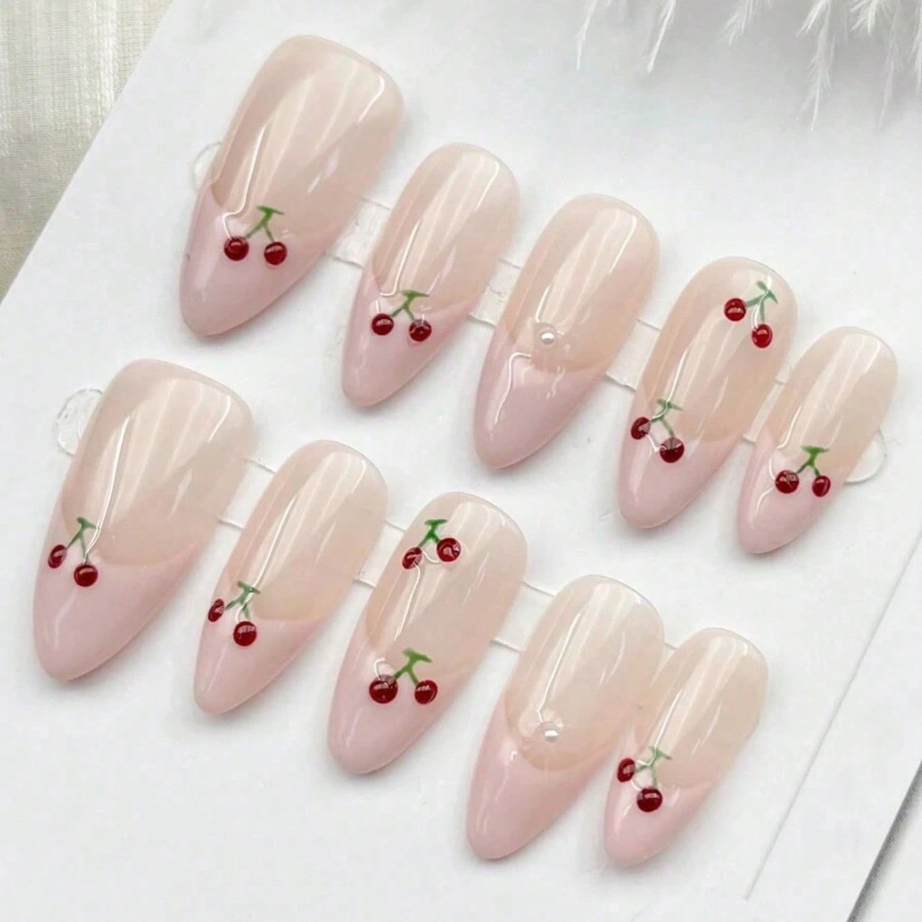 10pcs Medium Almond Nude Pink  - Nail Art Pink 评论和价格