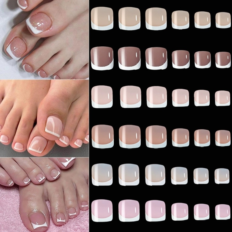 120pcs Square French Tips Toe  - Nail Art Pink 评论和价格