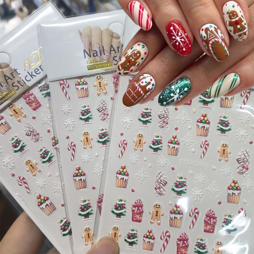 1pc Christmas 5D Gingerbread M - Nail Art Xmas Stickers 评论和价格