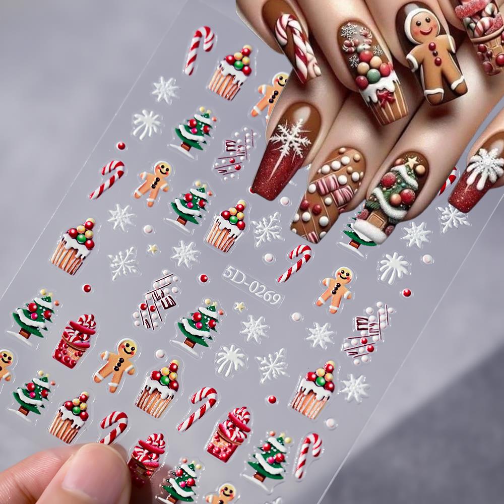 1pc Christmas 5D Gingerbread M - Nail Art Xmas Stickers 评论和价格
