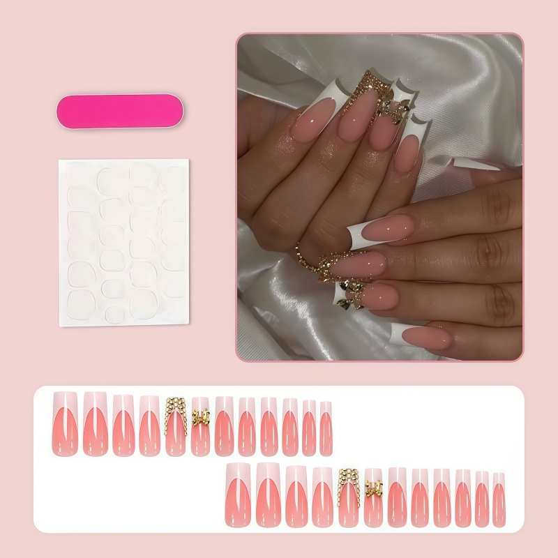 24PCS nail kit featuring a gol - Nail Art Elegant 评论和价格