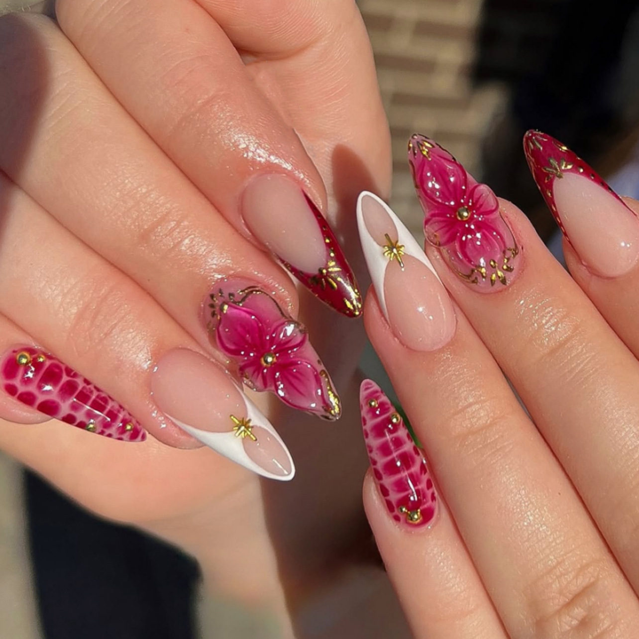 24pcs Finished Almond Press on - Nail Art Pink 评论和价格