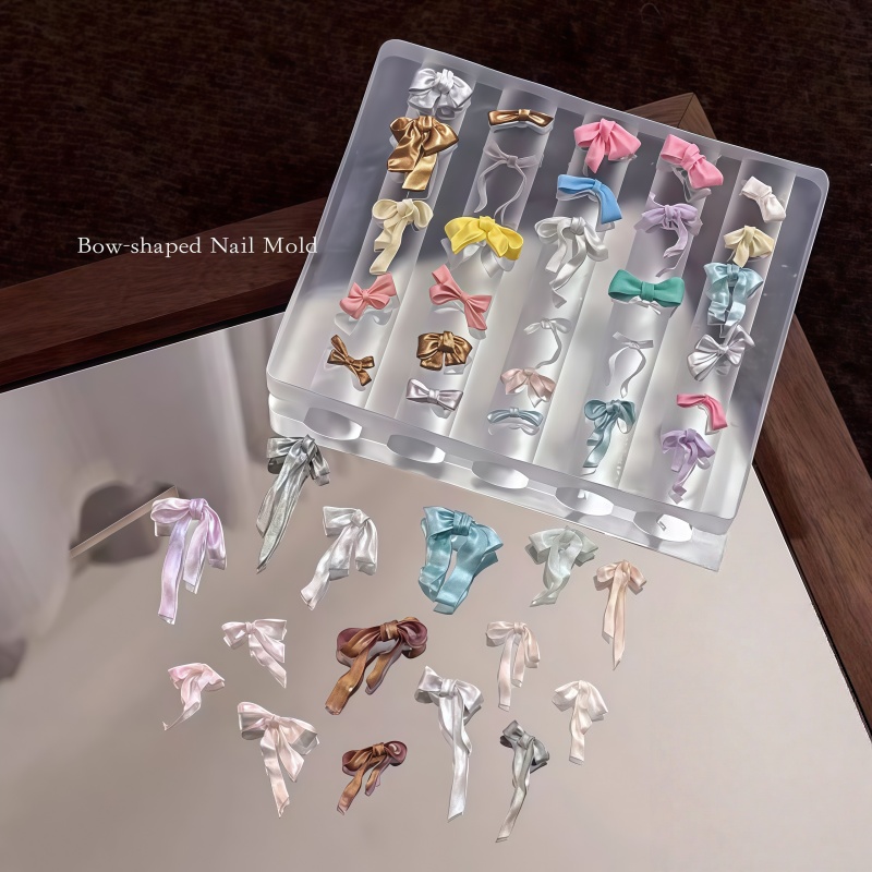 A Nail Art Mold with Ribbon Bo - Nail Art Elegant 评论和价格