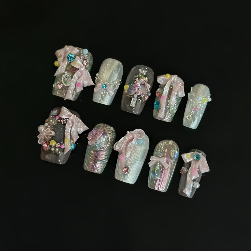 A Nail Art Mold with Ribbon Bo - Nail Art Elegant 评论和价格