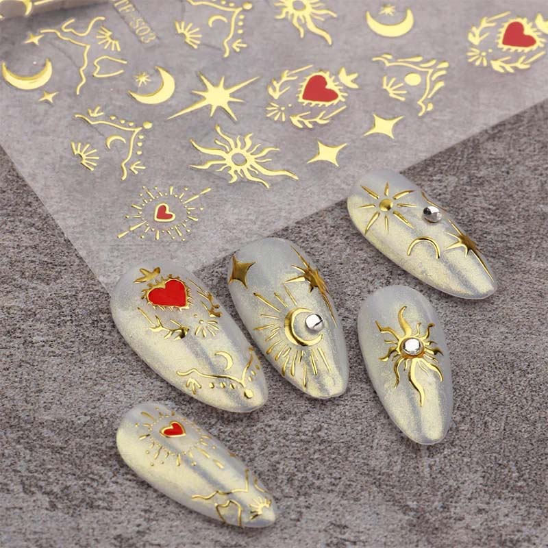 3 Sheets Stickers for Nails Go - Nail Art Rose Gold 评论和价格