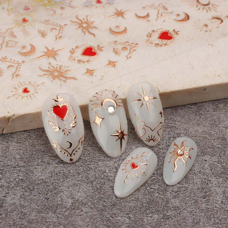 3 Sheets Stickers for Nails Go - Nail Art Rose Gold 评论和价格