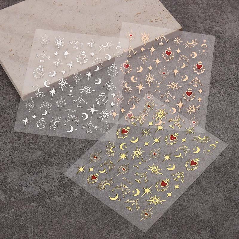 3 Sheets Stickers for Nails Go - Nail Art Rose Gold 评论和价格