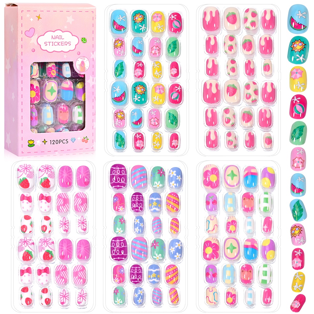 120-Piece 5-Set Candy Kids Pre - Nail Art Pink 评论和价格