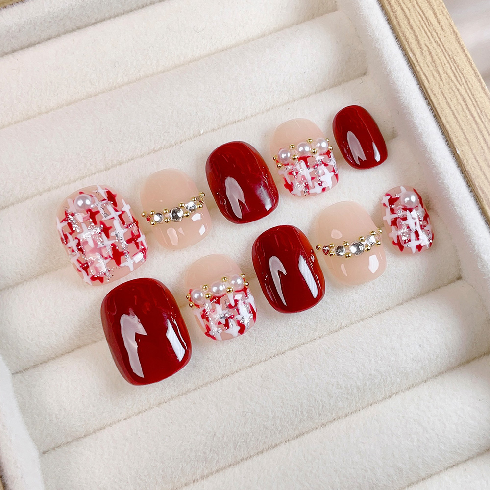 10pcs Short Square Round Handm - Nail Art Elegant 评论和价格