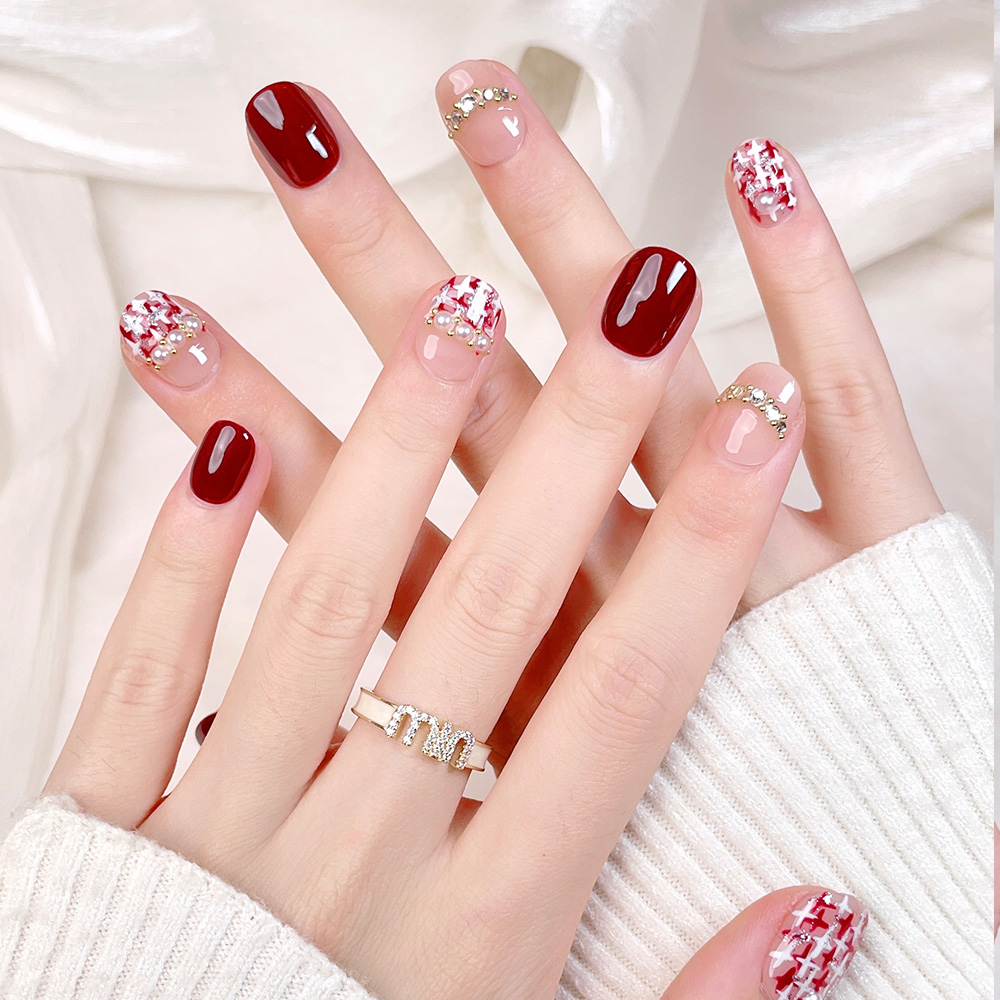 10pcs Short Square Round Handm - Nail Art Elegant 评论和价格