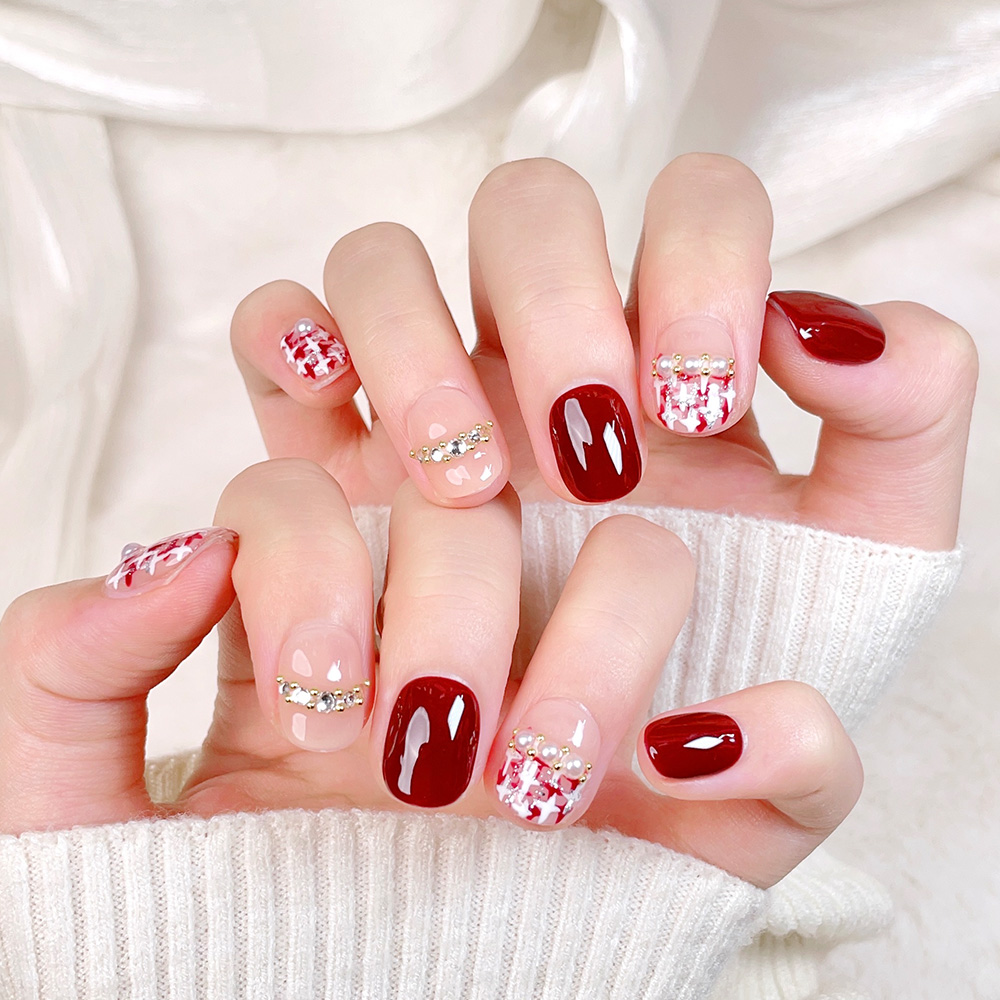 10pcs Short Square Round Handm - Nail Art Elegant 评论和价格