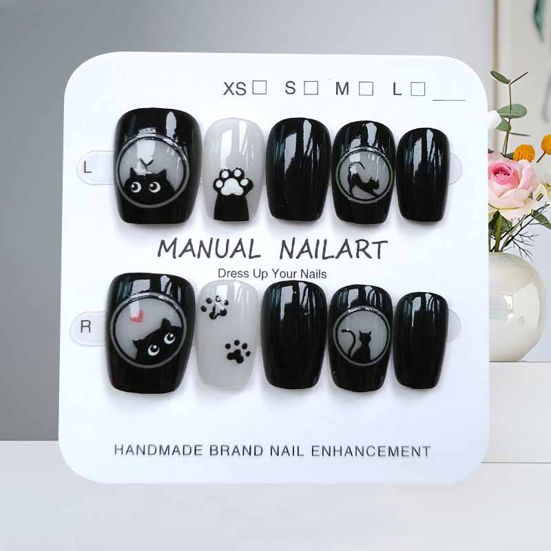 10Pcs Cute Cartoon Black Cat a - Nail Art Pink 评论和价格