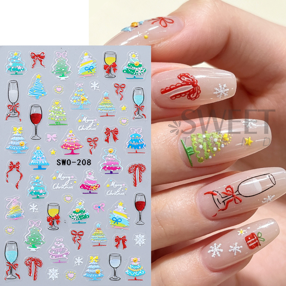 2pcs Christmas Nail Stickers C - Nail Art Xmas Stickers 评论和价格