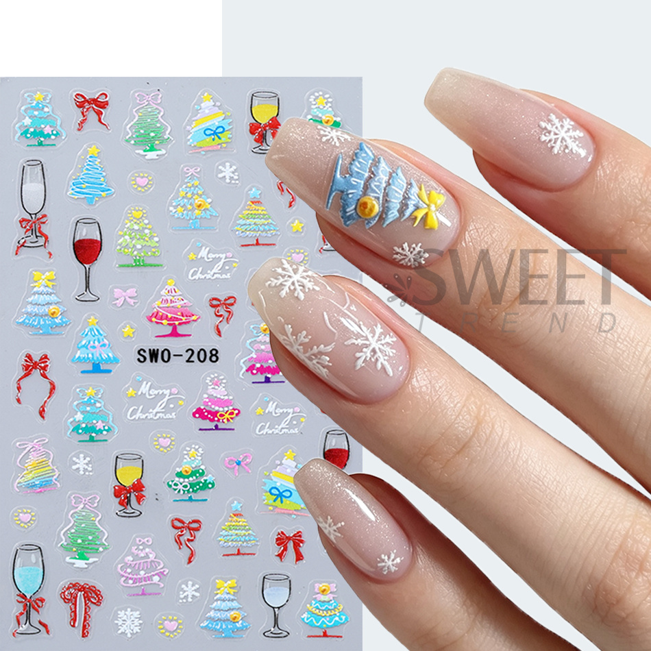 2pcs Christmas Nail Stickers C - Nail Art Xmas Stickers 评论和价格